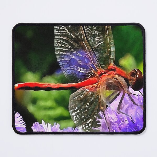Item preview, Red Dragonfly on Violet Purple Flowers designed and sold by taiche.