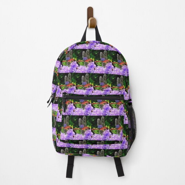 Item preview, Red Dragonfly on Violet Purple Flowers designed and sold by taiche.