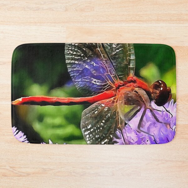Item preview, Red Dragonfly on Violet Purple Flowers designed and sold by taiche.