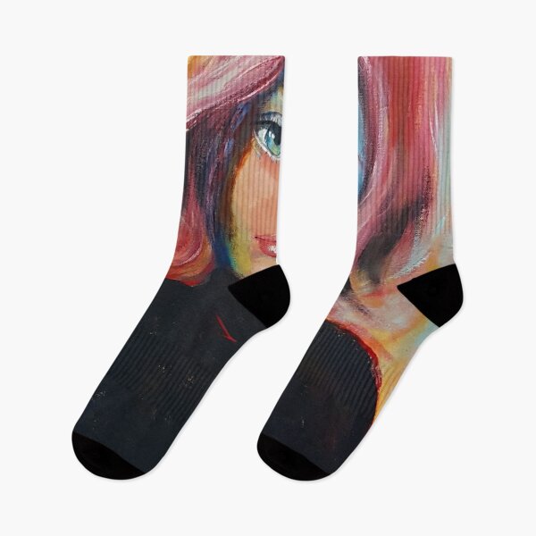 Item preview, Expressive portrait of a woman - pink and blue hair, green eyes designed and sold by tanzina.