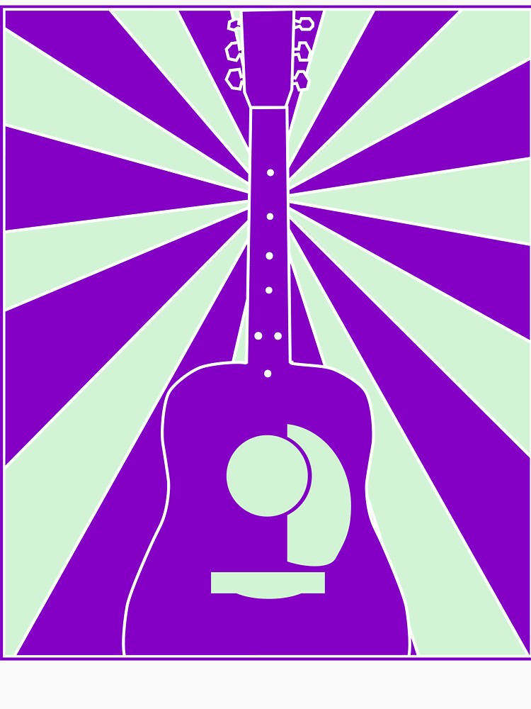 Thumbnail 7 of 7, Classic T-Shirt, Acoustic Guitar (Sunrise: Purple & Mint) designed and sold by 6tuningpegs.