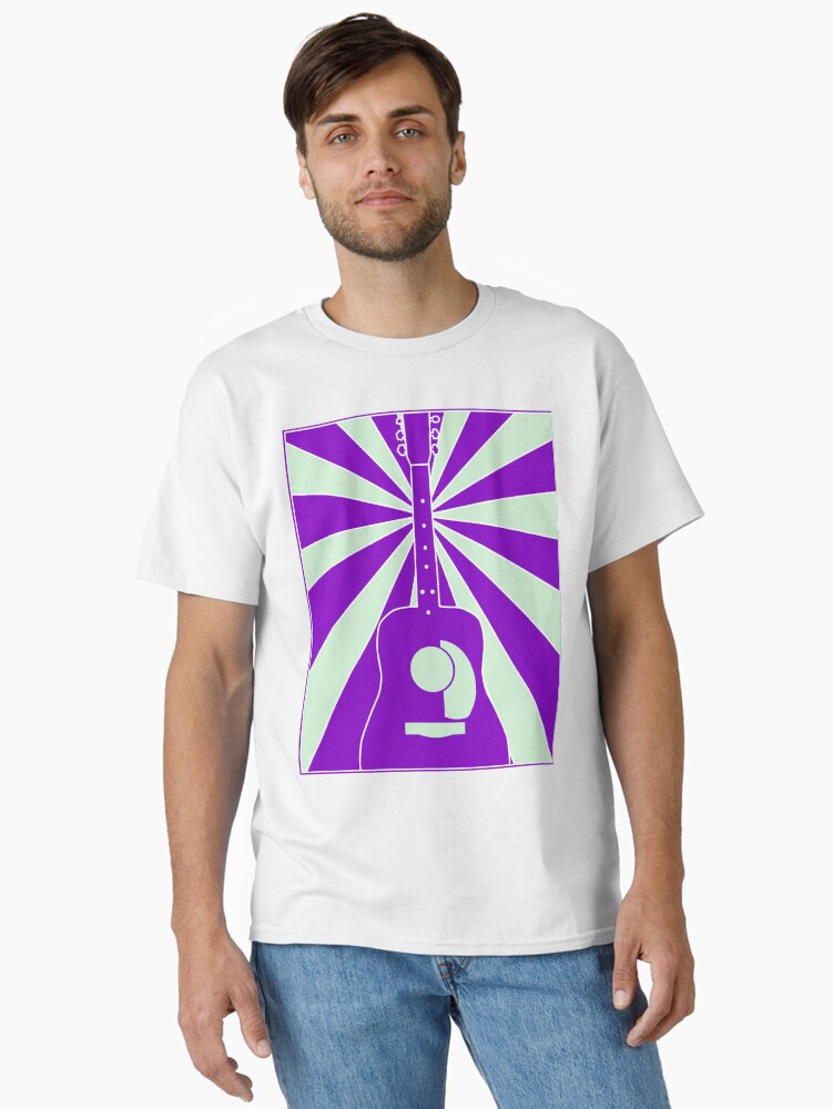 Thumbnail 2 of 7, Classic T-Shirt, Acoustic Guitar (Sunrise: Purple & Mint) designed and sold by 6tuningpegs.
