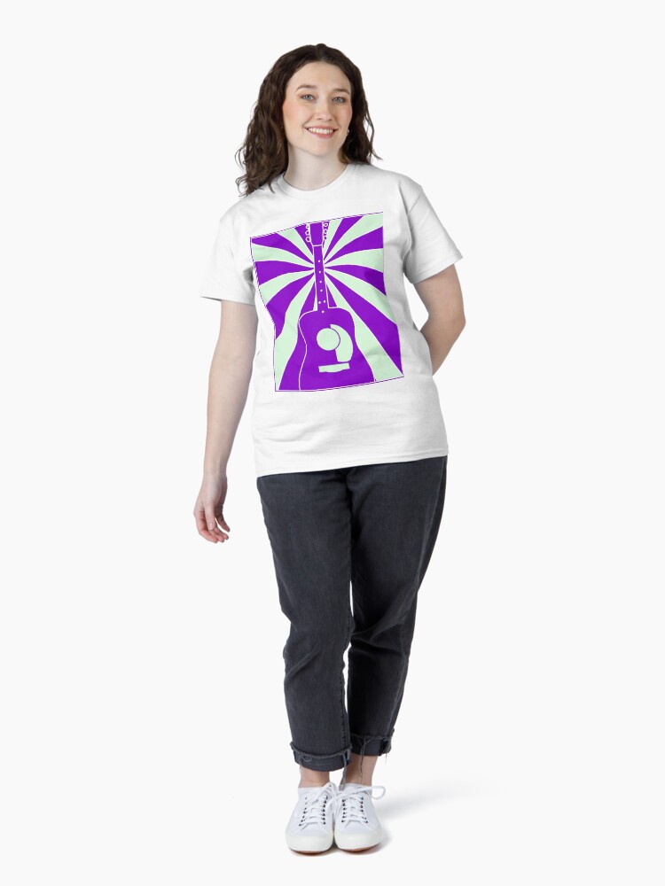 Thumbnail 4 of 7, Classic T-Shirt, Acoustic Guitar (Sunrise: Purple & Mint) designed and sold by 6tuningpegs.