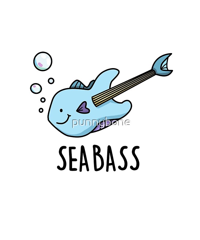 "Cute Blue Sea Bass Animal Pun" by punnybone Redbubble