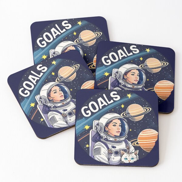 Item preview, Taking a Space Walk - Astronaut with her Cat in Space - Life Goals designed and sold by OhAhStickers.