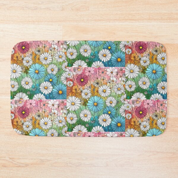 Item preview, Daisy Flowers Colorful Pink White Orage Blue on Grass  designed and sold by Nanthanon.