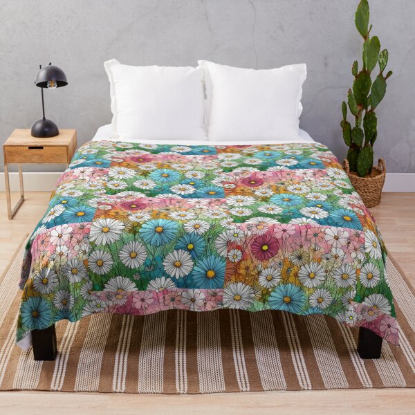Item preview, Daisy Flowers Colorful Pink White Orage Blue on Grass designed and sold by Nanthanon.