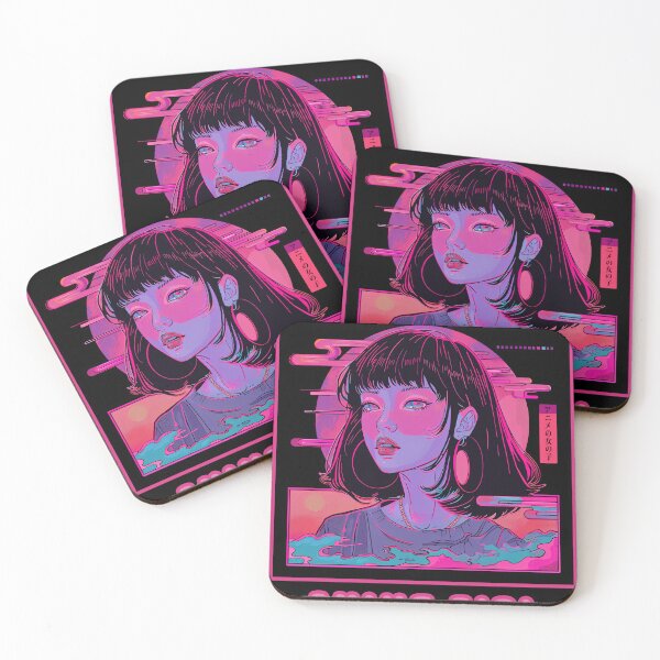 Artikelvorschau, Anime-Mädchen Synthwave Geisha - Kawaii japanische Vaporwave-Kunst entworfen und verkauft von SamuraiSwords.