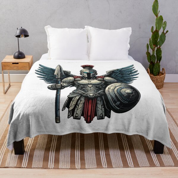 Item preview, Winged Cyber Spartan Warrior with Spear and Shield Illustration designed and sold by SCG-designs.