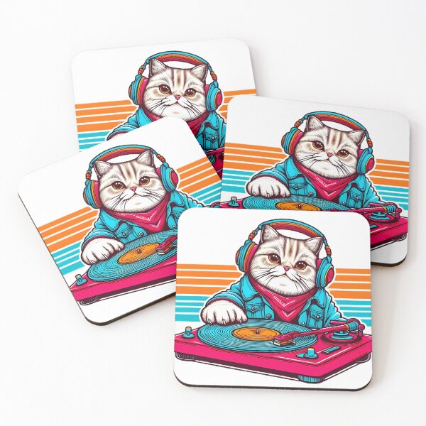 Item preview, DJ Cool Cat with Sunglasses - Party Vibes and Beats designed and sold by beyazart.