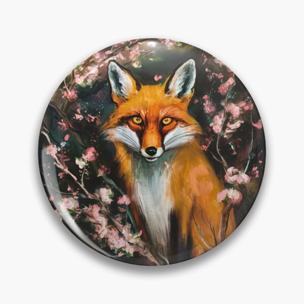 Item preview, Fox Portrait. Cherry blossom, floral fox, vintage fox, fox painting, Edvard Munch style designed and sold by FoxVibes.