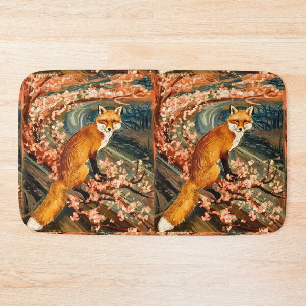 Item preview, Fox Portrait. Cherry blossom, floral fox, vintage fox, fox painting, Edvard Munch style designed and sold by FoxVibes.