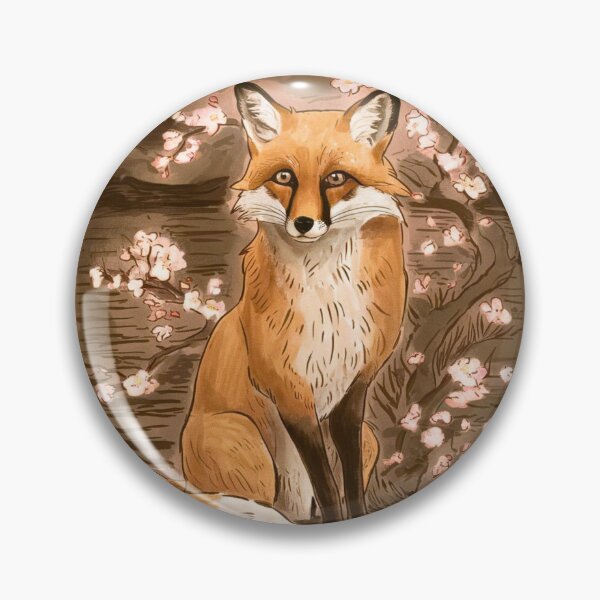 Item preview, Fox Portrait. Cherry blossom, floral fox, vintage fox, fox painting, Edvard Munch style designed and sold by FoxVibes.