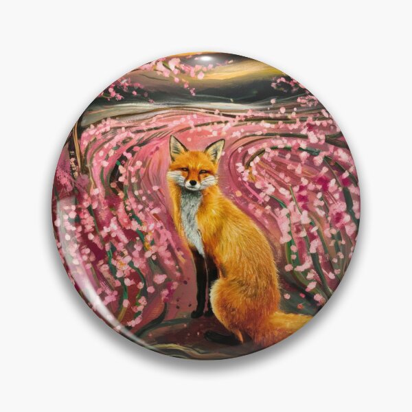 Item preview, Fox Portrait. Cherry blossom, floral fox, vintage fox, fox painting, Edvard Munch style designed and sold by FoxVibes.