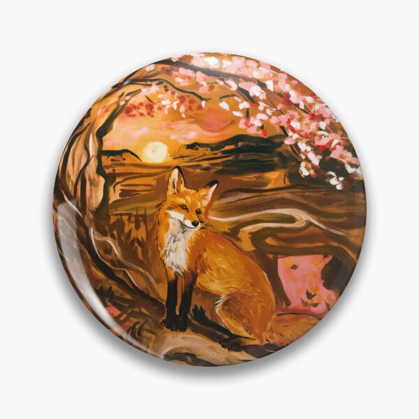 Item preview, Fox Portrait. Cherry blossom, floral fox, vintage fox, fox painting, Edvard Munch style designed and sold by FoxVibes.