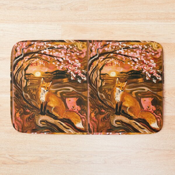 Item preview, Fox Portrait. Cherry blossom, floral fox, vintage fox, fox painting, Edvard Munch style designed and sold by FoxVibes.