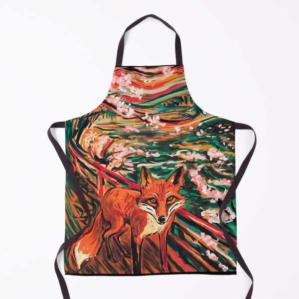 Item preview, Fox Portrait. Cherry blossom, floral fox, vintage fox, fox painting, Edvard Munch style designed and sold by FoxVibes.