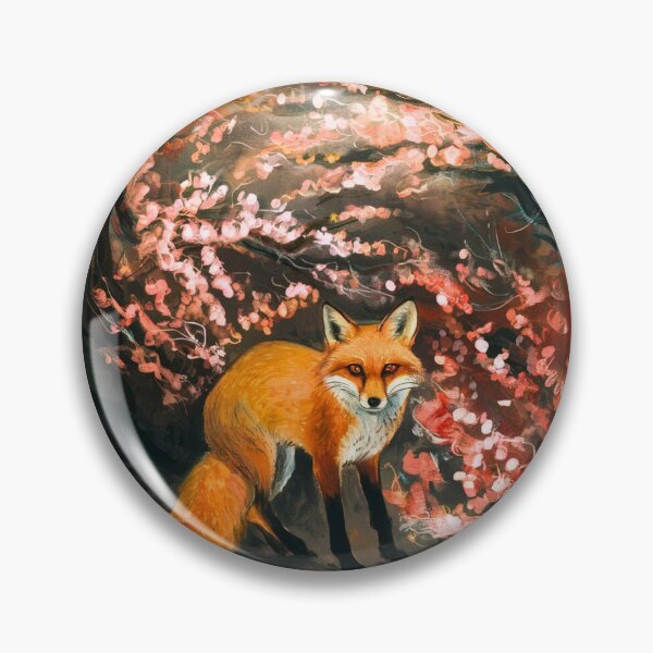 Item preview, Fox Portrait. Cherry blossom, floral fox, vintage fox, fox painting, Edvard Munch style designed and sold by FoxVibes.