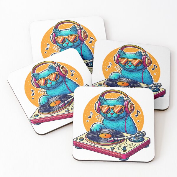 Item preview, DJ Cool Cat with Sunglasses - Party Vibes and Beats designed and sold by beyazart.