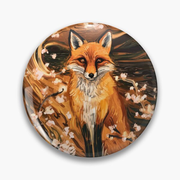 Item preview, Fox Portrait. Cherry blossom, floral fox, vintage fox, fox painting, Edvard Munch style designed and sold by FoxVibes.