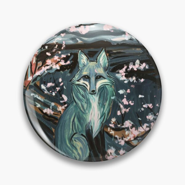 Item preview, Fox Portrait. Cherry blossom, floral fox, vintage fox, fox painting, Edvard Munch style designed and sold by FoxVibes.
