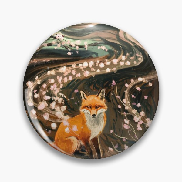 Item preview, Fox Portrait. Cherry blossom, floral fox, vintage fox, fox painting, Edvard Munch style designed and sold by FoxVibes.