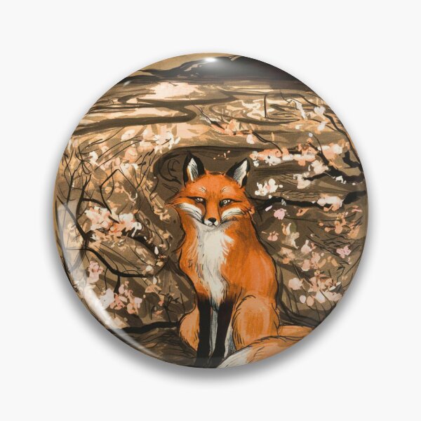 Item preview, Fox Portrait. Cherry blossom, floral fox, vintage fox, fox painting, Edvard Munch style designed and sold by FoxVibes.