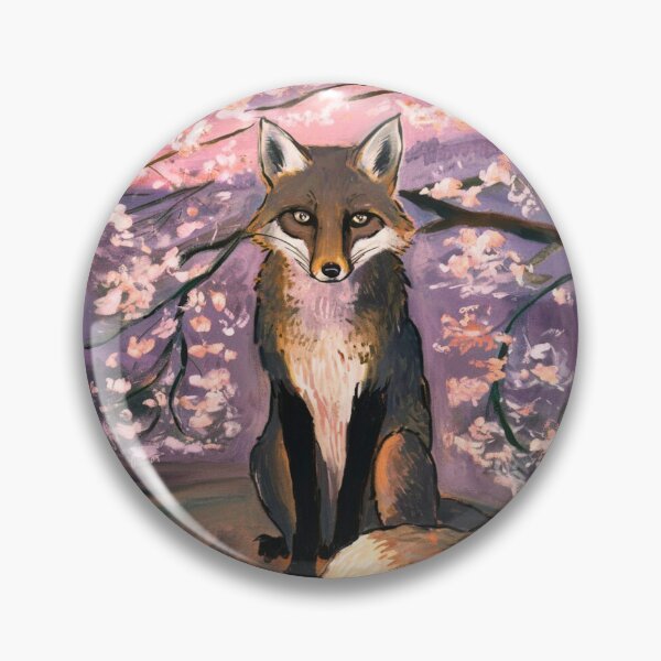 Item preview, Fox Portrait. Cherry blossom, floral fox, vintage fox, fox painting, Edvard Munch style designed and sold by FoxVibes.