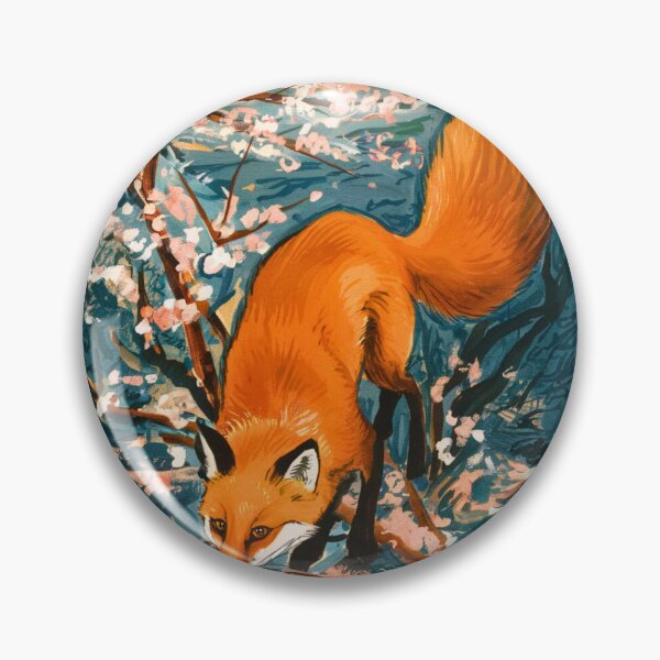Item preview, Fox Portrait. Cherry blossom, floral fox, vintage fox, fox painting, Edvard Munch style designed and sold by FoxVibes.
