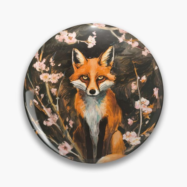 Item preview, Fox Portrait. Cherry blossom, floral fox, vintage fox, fox painting, Edvard Munch style designed and sold by FoxVibes.