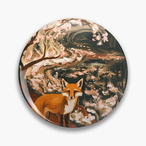 Item preview, Fox Portrait. Cherry blossom, floral fox, vintage fox, fox painting, Edvard Munch style designed and sold by FoxVibes.