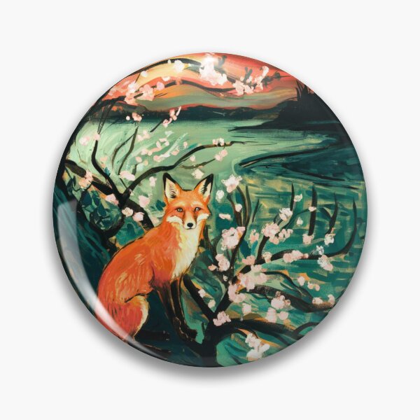 Item preview, Fox Portrait. Cherry blossom, floral fox, vintage fox, fox painting, Edvard Munch style designed and sold by FoxVibes.