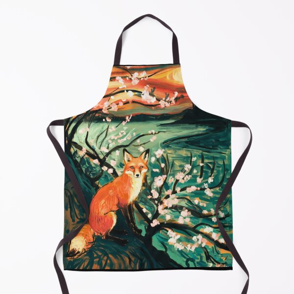 Item preview, Fox Portrait. Cherry blossom, floral fox, vintage fox, fox painting, Edvard Munch style designed and sold by FoxVibes.