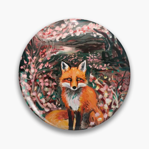 Item preview, Fox Portrait. Cherry blossom, floral fox, vintage fox, fox painting, Edvard Munch style designed and sold by FoxVibes.