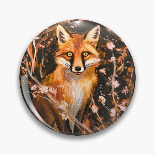 Item preview, Fox Portrait. Cherry blossom, floral fox, vintage fox, fox painting, Edvard Munch style designed and sold by FoxVibes.
