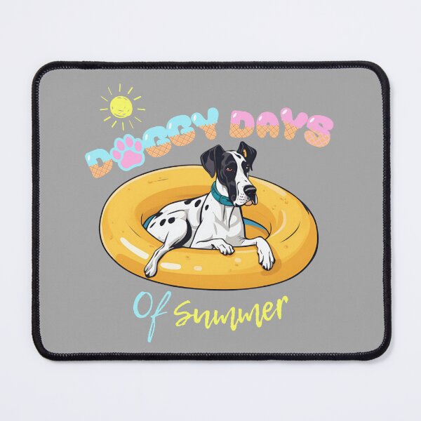 Item preview, Doggy Days of summer aesthetic summer vacation great dane dog in a swimming ring designed and sold by GoodyPaws.
