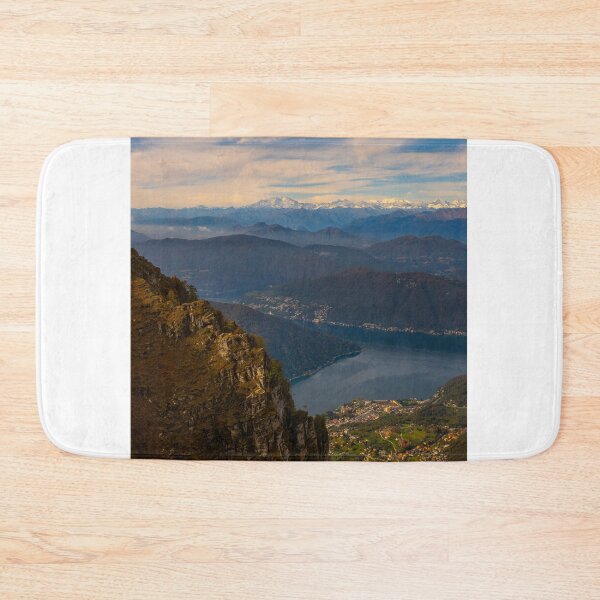 Item preview, Aerial View over Beautiful Mountainscape with Snow Capped Monte Rosa and Mountain Peak Matterhorn and Lake Lugano designed and sold by Mats Silvan.