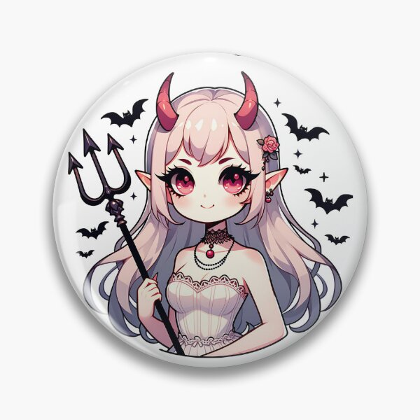 Item preview, cute demon girl with trident kawaii Halloween design designed and sold by Bouldershop.