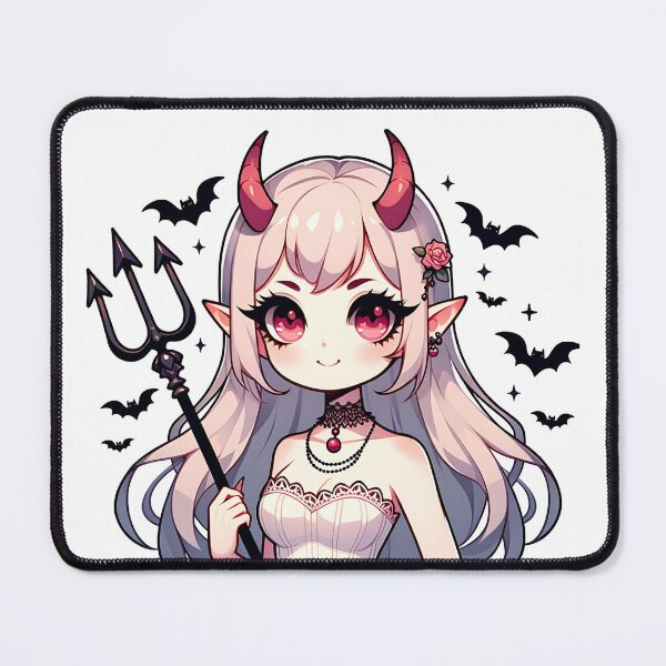 Item preview, cute demon girl with trident kawaii Halloween design designed and sold by Bouldershop.