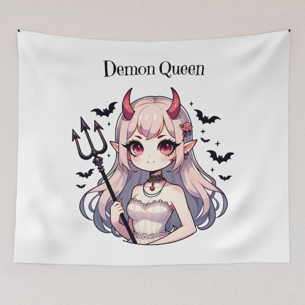 Item preview, cute demon girl with trident kawaii Halloween design designed and sold by Bouldershop.