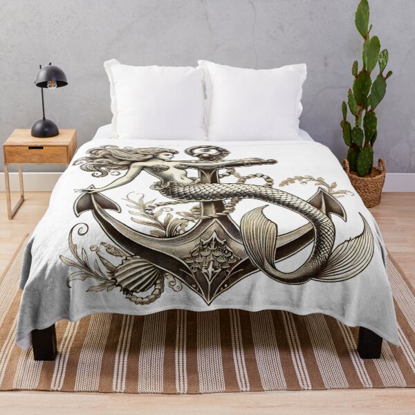 Item preview, Vintage Mermaid With Anchor Retro Nautical Maritime Lovers designed and sold by Designer-Girl.