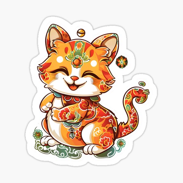 Item preview, Cute lucky Japanese Cat designed and sold by SarinArtPrints.