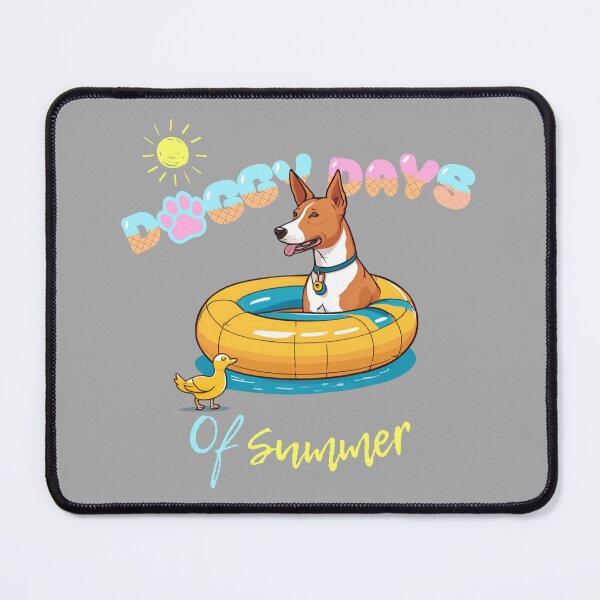Item preview, Doggy Days of summer aesthetic summer vacation basenji dog in a swimming ring designed and sold by GoodyPaws.