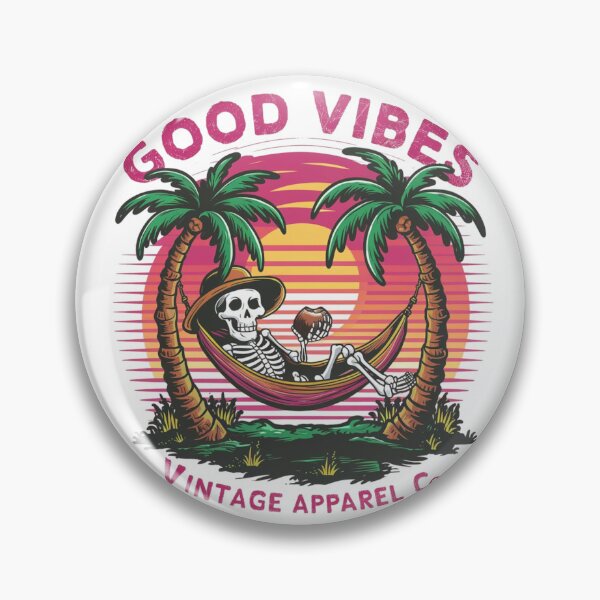Item preview, Skeleton on a deckchair with the words good vibes designed and sold by MyNiceDesigns.