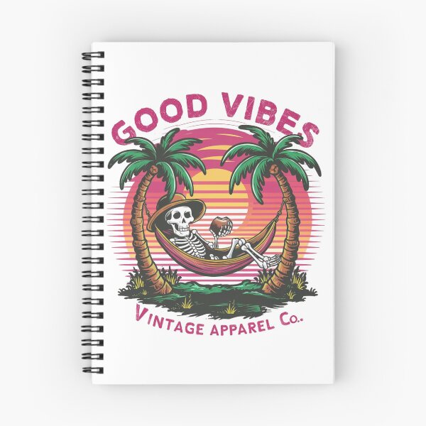 Item preview, Skeleton on a deckchair with the words good vibes designed and sold by MyNiceDesigns.