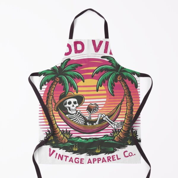 Item preview, Skeleton on a deckchair with the words good vibes designed and sold by MyNiceDesigns.