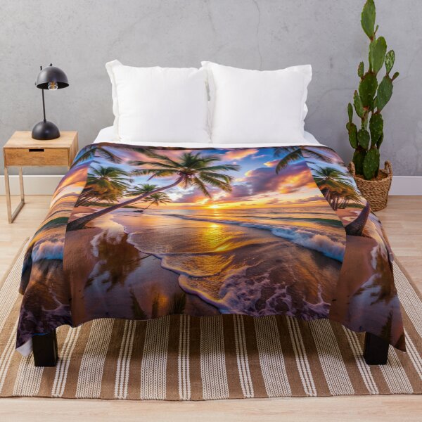 Item preview, Sunset Beach with Palm Trees and Waves designed and sold by Itsheartshop.