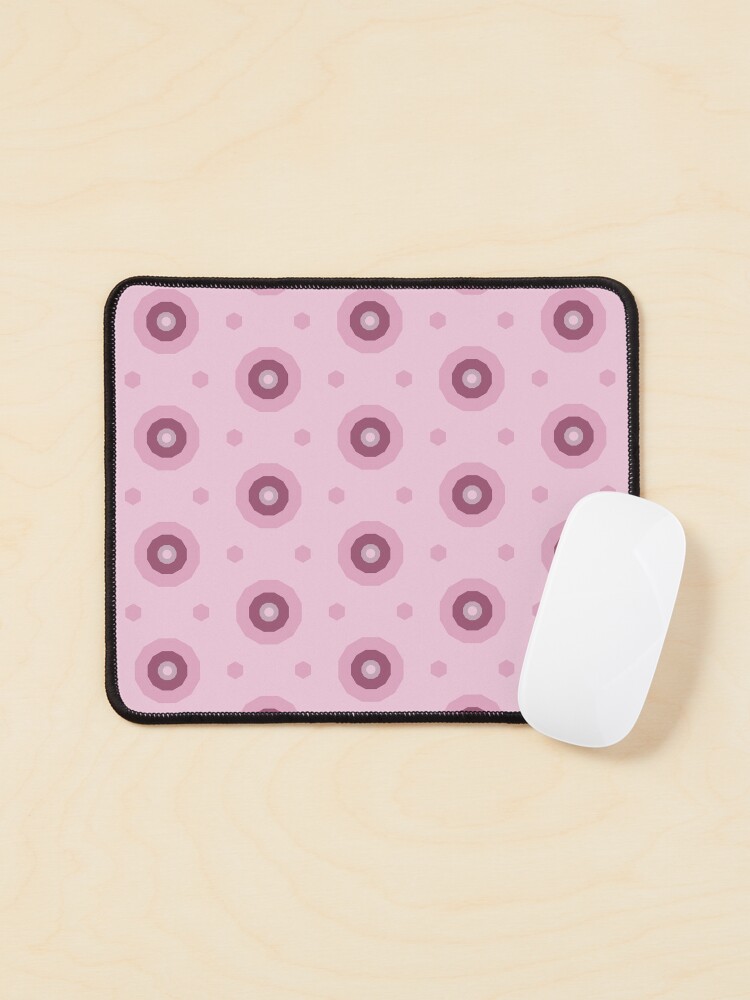 Mouse Pad, Geometric Dusky Rose Colorful Bullseyes And Hexagons designed and sold by Triplicate Limited