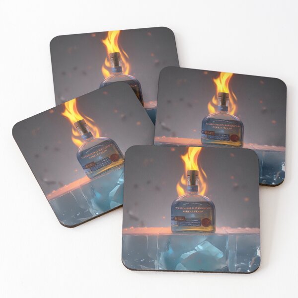 Item preview, Botella de alcohol, arte digital, fuego y hielo. designed and sold by Nomad-Maynard.