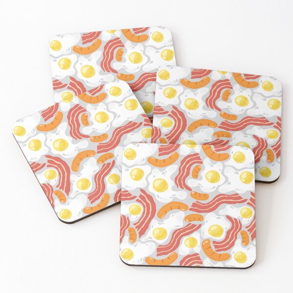 Item preview, Abstract fried eggs, bacon, sausages pattern on grey background designed and sold by DarianaArt.